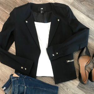 H&M Black Zip Detail Blazer - US 2